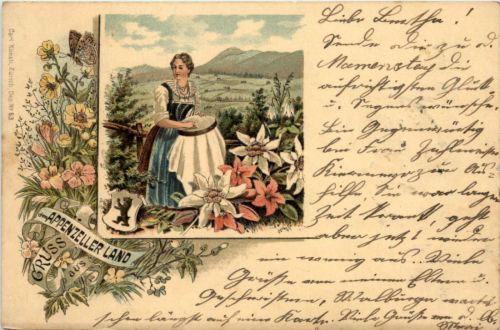 Gruss aus dem Appenzeller Land - Litho