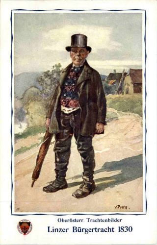 Oberösterreicher Trachtenbilder - Linzer Bürgertracht 1830