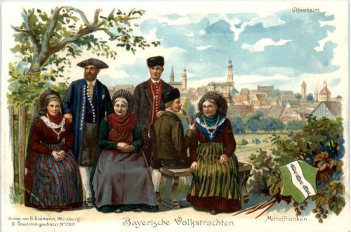 Bayrische Volkstrachten - Uffenheim - Litho