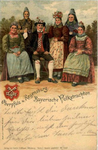 Bayrische Volkstrachten - Regensburg - Litho