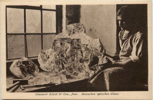 Glaswerk Schott Jena - Aussuchen optisches Glases