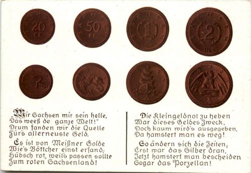 Geld auf Ansichtskarte - Sachsen