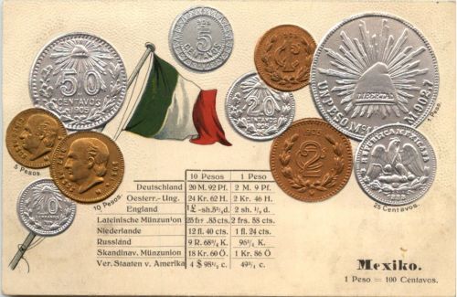 Geld auf Ansichtskarte - Mexiko