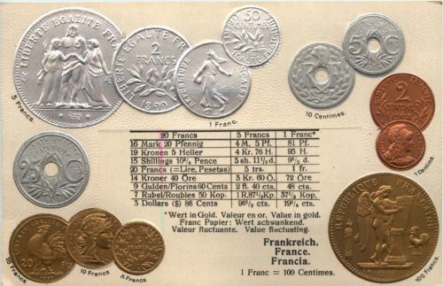 Geld auf Ansichtskarte - France