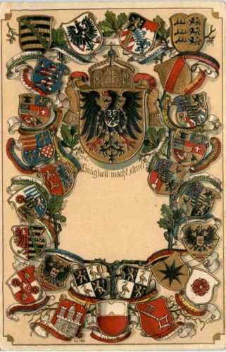 Deutschland - Einigkeit macht frei - Prägekarte Litho