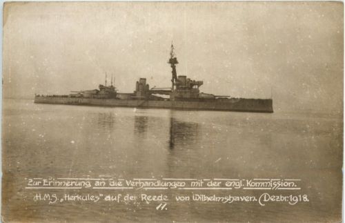 Wilhelmshaven - Verhandlungen mit engl. Kommission - HMS Herkules auf der Reede