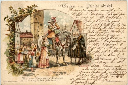 Gruss aus Dinkelsbühl - Aus dem Kinderzeche Festspiel - Litho