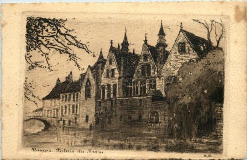 Bruges - Palais - Radierung