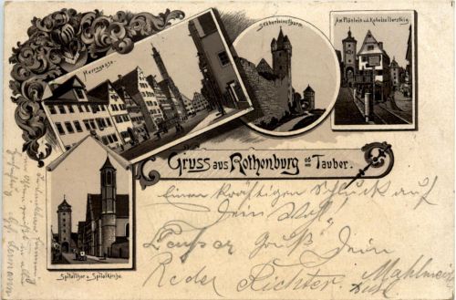 Gruss aus Rothenburg ob Tauber - Litho