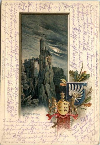 Lichtenstein - Prägekarte - Litho