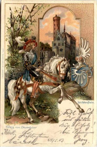 Lichtenstein - Prägekarte - Litho