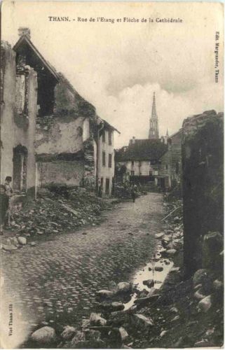 Thann, Rue de lÈtang et Fleche de la Cathedrale