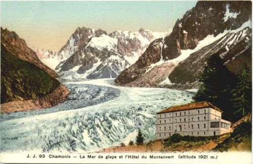 Chamonix, La Mer de glace et l`Hotel du Montanvert