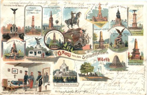 Wörth - Gruss von den Schlachtfeldern - Litho