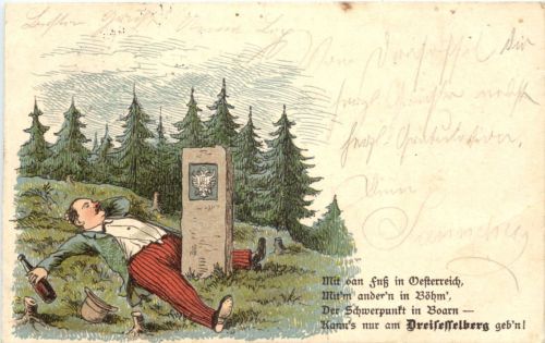 Dreisesselberg Grenze Böhmen Österreich Bayern - Litho