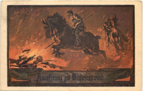 Künstler F. Jung - Feuersprung zur Wintersonnwend