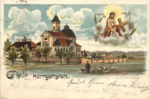 Gruss aus Herrgottsruh - Litho - Friedberg