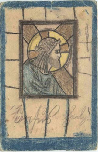 Künstlerkarte handegmalt Jesus