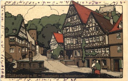 Miltenberg - Marktplatz - Stein Zeichnung