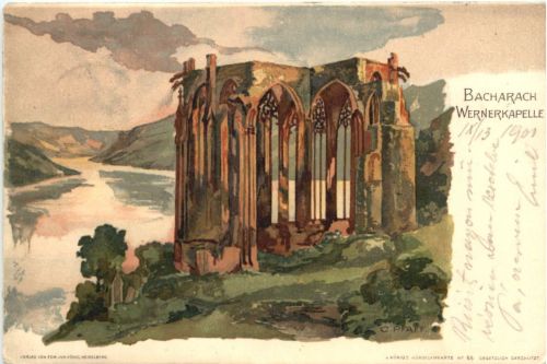 Bacharach - Wernerkapelle - Litho