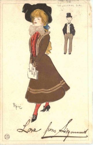 Künstler AK Popini - The school girl