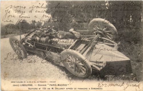 Libourne - Course Paris Madrid - Voiture de M Delaney apres Le Panache