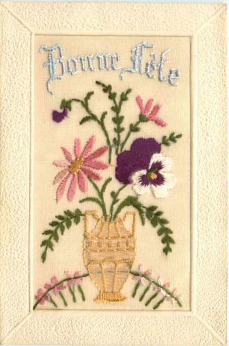 Bestickte Karte - Bonne Fete