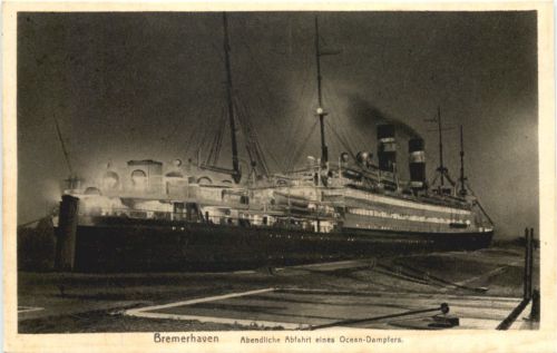 Bremerhaven - Abfahrt eines Ocean Dampfers