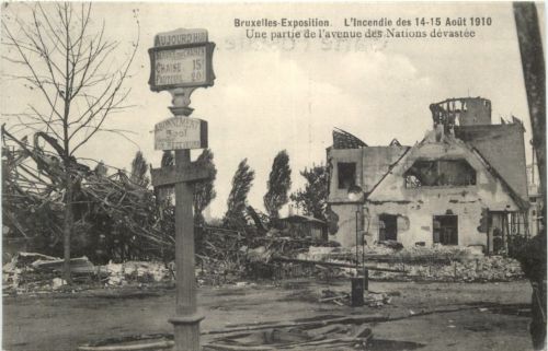 Bruxelles Exposition - L Incendie 1910