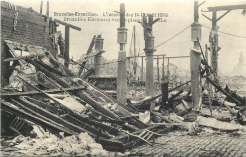 Bruxelles Exposition - L Incendie 1910