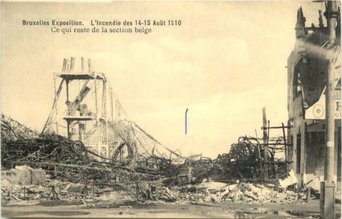 Bruxelles Exposition - L Incendie 1910
