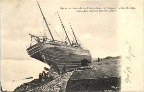 Bremerhaven - Im Orkan gestrandeter Dampfer Italia 1904