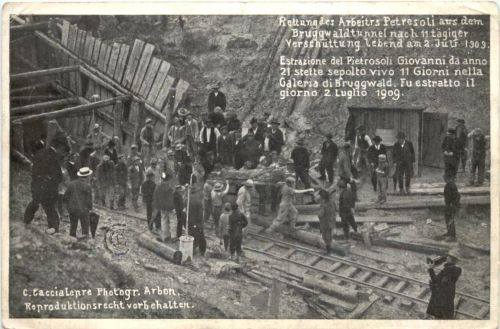 Wittenbach Rettung eines Arbeiters aus dem Bruggwaldtunnel 1909