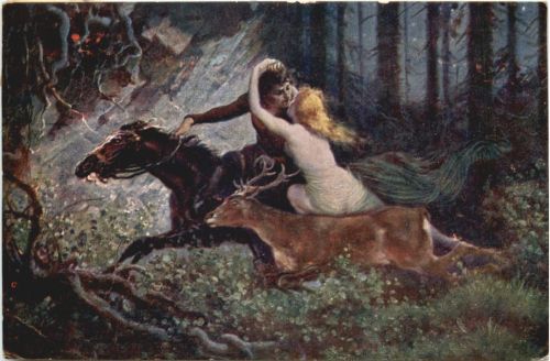 Künstler Ak ad. Liebscher - Waldnymphe