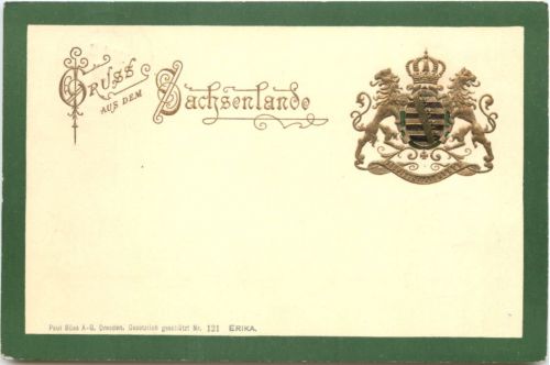 Gruss aus Sachsen - Litho - Prägekarte