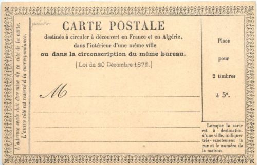 France Algerie - Carte postale 1872