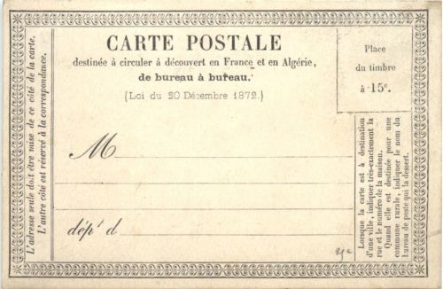 France Algerie - Carte postale 1872