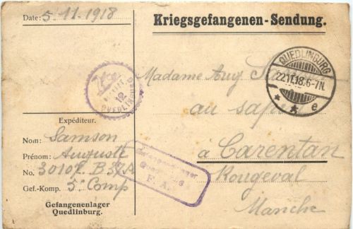 Gefangenenlager Quedinburg - Kriegsgefangenen Sendung