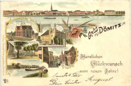 Gruss aus Dömitz - Litho