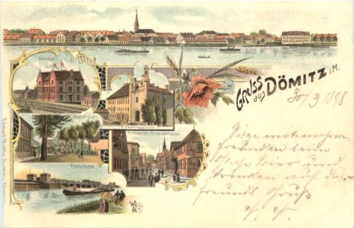 Gruss aus Dömitz - Litho