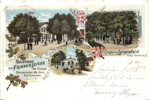 Gruss aus Schenefeld - Gasthof zur Friedenseiche - Litho