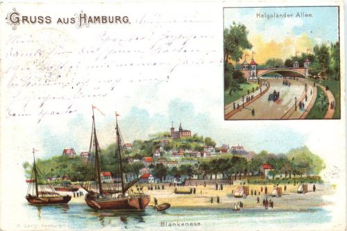 Gruss aus Hamburg blankenese - Litho
