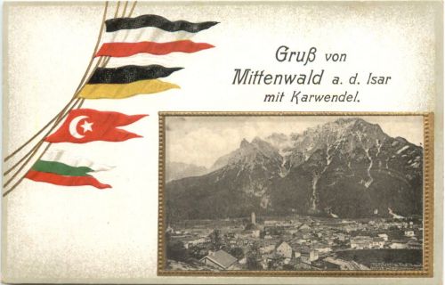Gruss aus Mittenwald a. d. Isar - Litho Prägekarte