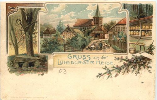 Gruss au der Lüneburger Heide - Litho