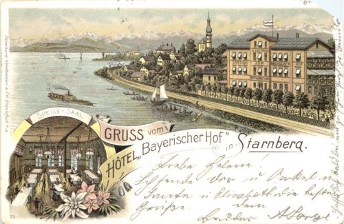 Starnberg - Gruss vom Bayerischer hof - Litho