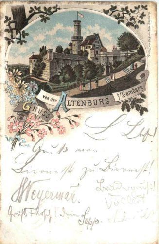 Gruss von der Altenburg bei Bamberg - Litho