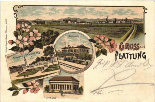Gruss aus Plattling - Litho