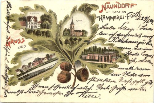 Naundorf mit Station Kämmerei Forst bei Freiberg - Litho