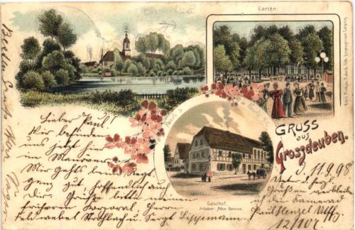 Gruss aus Grossdeuben - Litho - Böhlen