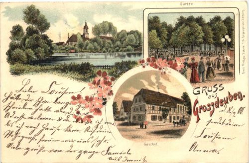Gruss aus Grossdeuben - Litho - Böhlen
